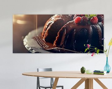 Chocolate cake with fresh raspberries by Poster Art Shop