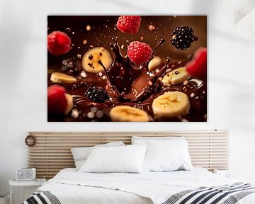 Chocolate splash with fruit - delicious by Poster Art Shop