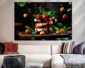 Tomaten- en mozzarellatoren met basilicum van Poster Art Shop