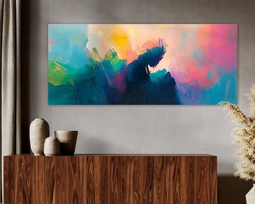 Explosion de couleurs abstraites dans la lumière du matin sur Poster Art Shop