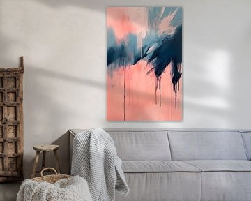 Abstrakte Farbexplosion in Rosa und Blau von Poster Art Shop