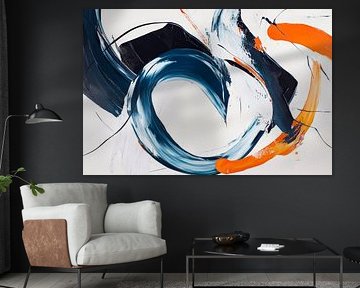 Jeux de couleurs abstraites en bleu et orange sur Poster Art Shop