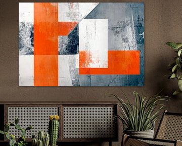 Abstract composition in orange and grey by Poster Art Shop