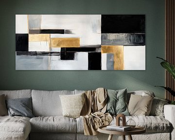 Abstracte compositie in zwart en goud van Poster Art Shop