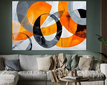 Cercles abstraits en noir et orange sur Poster Art Shop