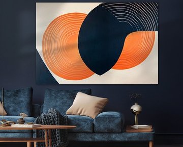 Abstract circles in orange and black by Poster Art Shop