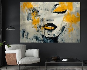 Abstract portrait of a woman in yellow and black by Poster Art Shop