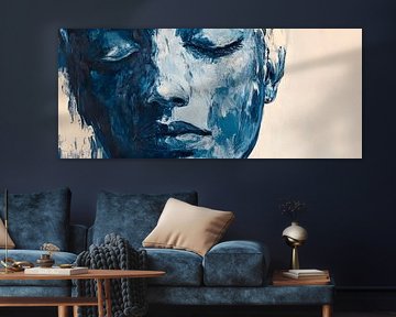 Blue portrait study with closed eyes by Poster Art Shop