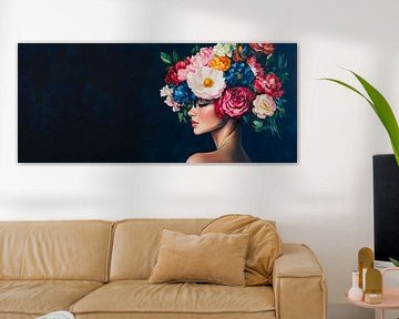 Floral elegance: woman with a wreath of flowers by Poster Art Shop