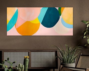 Kleurrijke geometrie op een pastelkleurige achtergrond van Poster Art Shop