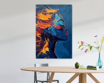 Colourful silhouette of a woman with flaming hair by Poster Art Shop
