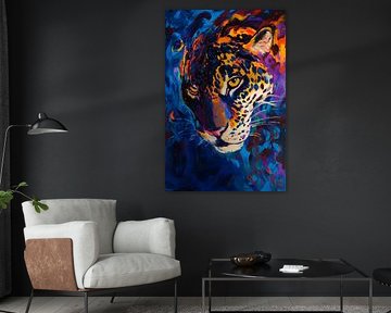 Colourful jaguar head in vibrant colours by Poster Art Shop
