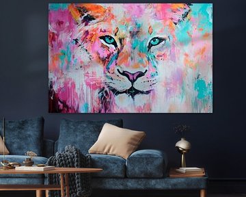 Colourful lion's head - Artistic representation by Poster Art Shop