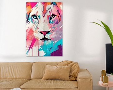 Colourful lion's head - Creative graphic art by Poster Art Shop