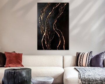 Elegante marmering in zwart en goud van Poster Art Shop
