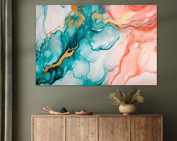 Colourful acrylic painting with gold accents by Poster Art Shop