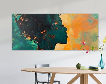 Colourful profile of a woman - artistic and modern by Poster Art Shop
