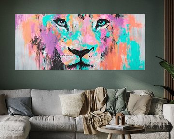 Colourful lion portrait in acrylic technique by Poster Art Shop