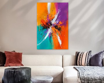 Colour explosion - Abstract art in orange by Poster Art Shop