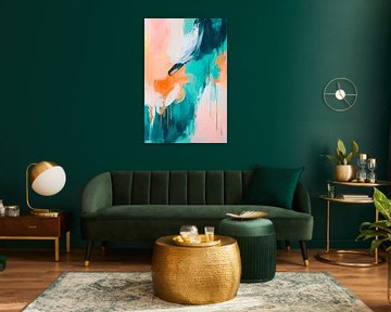 Colour explosion in aqua and peach tones by Poster Art Shop