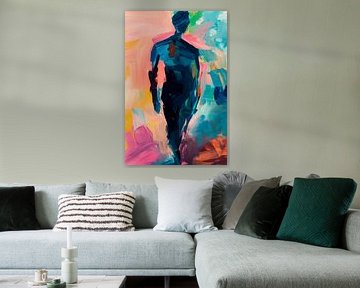 Coloured silhouette in an abstract landscape by Poster Art Shop