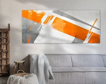 Farbspiel mit orange und Grau – Abstrakt von Poster Art Shop