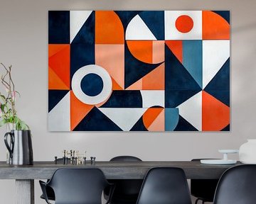 Geometrisches Farbspiel in Blau und Orange von Poster Art Shop