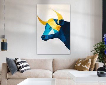 Geometrisch veeportret in kleuren van Poster Art Shop