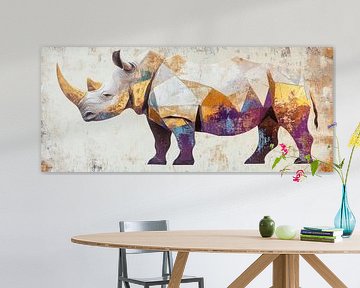 Geometric rhinoceros in colourful tones by Poster Art Shop