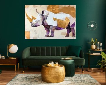 Geometric rhino mammal portrait by Poster Art Shop