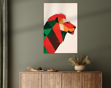 Geometrisch leeuwenprofiel in kleuren van Poster Art Shop