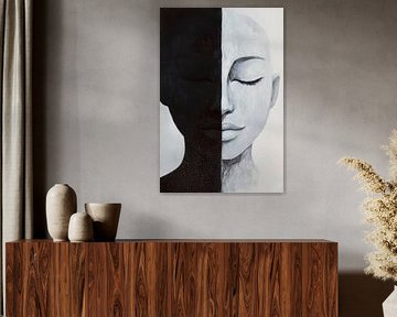 Half of the face in black and white - rich in contrast by Poster Art Shop