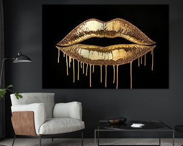 Golden lips with a colour gradient - glamorous by Poster Art Shop