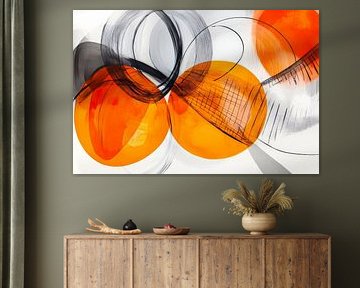 Jeu de couleurs créatif avec le noir et l'orange sur Poster Art Shop