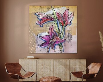 Illustratie van planten en bloemen in collagestijl van Ariadna de Raadt-Goldberg