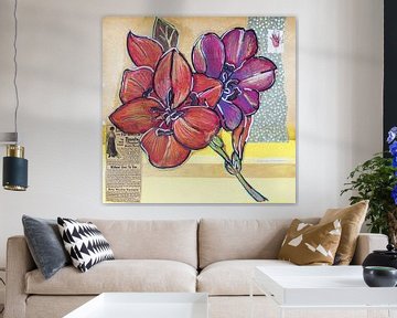 Illustratie van planten en bloemen in collagestijl van Ariadna de Raadt-Goldberg