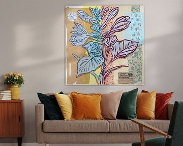 Plant and Flower illustration in collage style