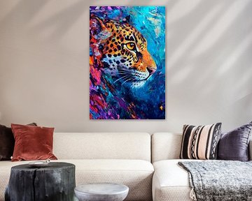 Leopardenkopf in leuchtenden Farben von Poster Art Shop