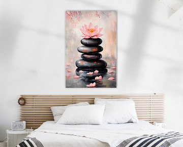 Lotusbloesem op stenen - vrede en harmonie van Poster Art Shop