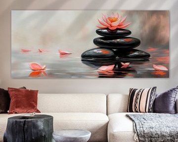 Lotusbloesem op stenen - Zen-harmonie van Poster Art Shop