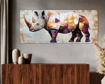 Rhinoceros in colourful geometric shapes by Poster Art Shop