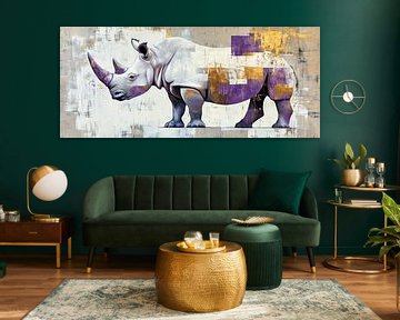 Rhinoceros artwork with play of colours by Poster Art Shop