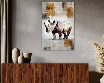 Rhino illustration with geometric shapes by Poster Art Shop