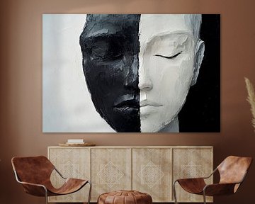 Two-coloured face mask - work of art with contrast by Poster Art Shop