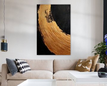 Gouden penseelstreken op zwart - elegantie van Poster Art Shop