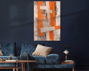 Abstract composition in orange and grey by Poster Art Shop