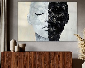 Half of the face in black and white - rich in contrast by Poster Art Shop