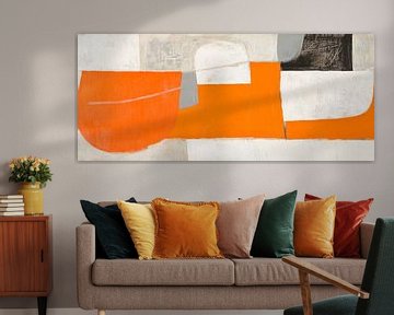 Abstract composition in orange and grey by Poster Art Shop