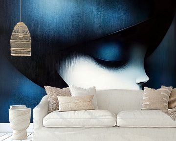 Gelassene Muse; Minimalistisches Porträt in magischem Blau