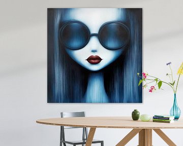 Blue Tranquility; minimalistisch en abstract portret van Lauri Creates